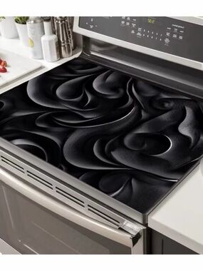 Black Mandala Vine Stove Top Cove Mat 🧑‍🍳 Protector